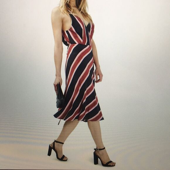 Topshop Stripe Midi Wrap Slip Dress - Picture 2 of 8